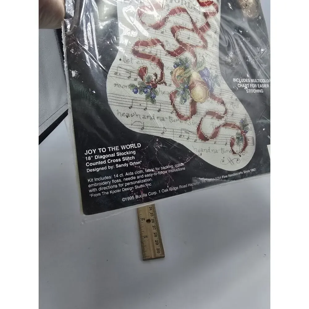 Bucilla Joy To The World Counted Cross Stitch Stocking Kit. 18”. NIP. VTG 1995